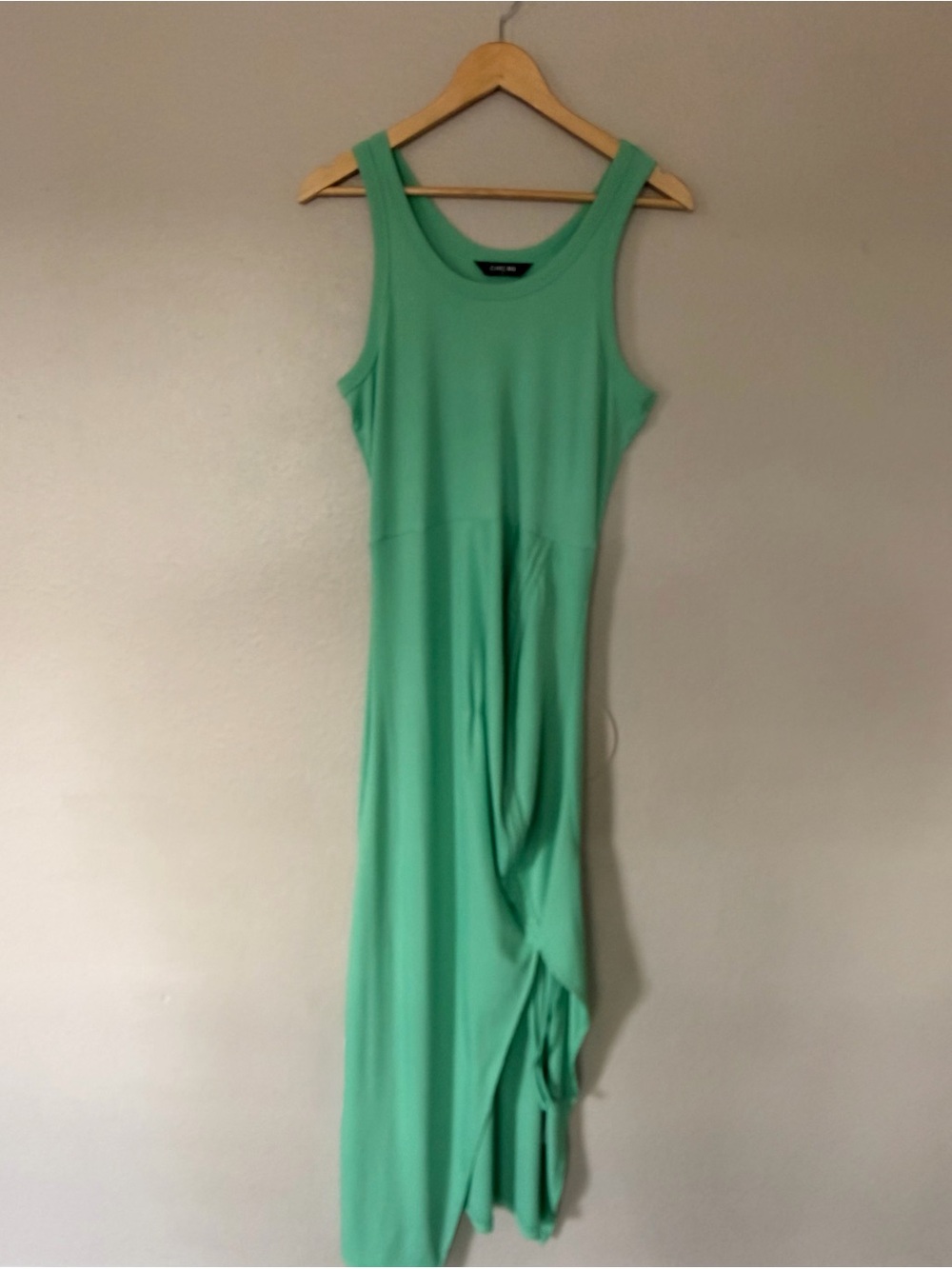 Sleeveless Mint Green Maxi Dress with Draped Side Detail